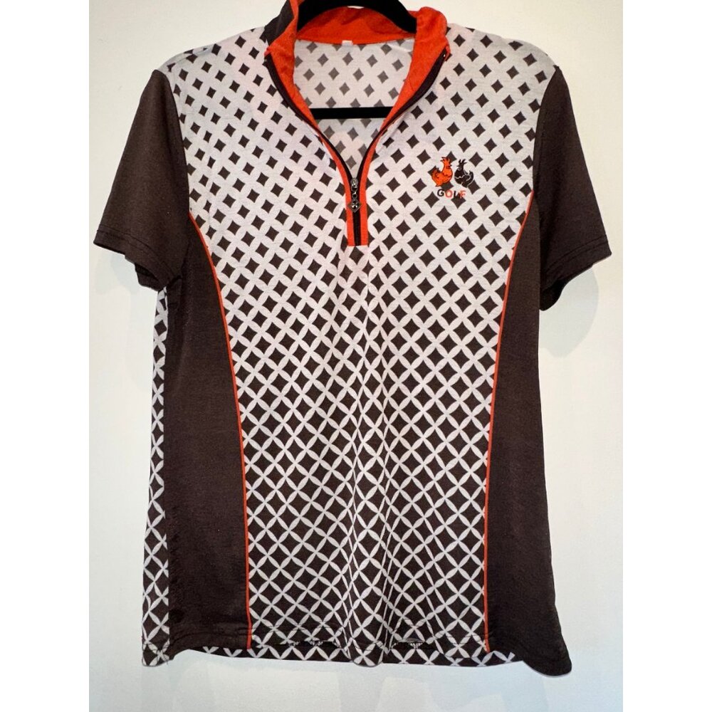 Diamond Pattern Golf Polo Shirt - Picture 2 of 4